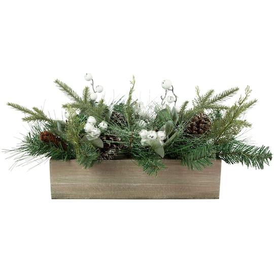20&#x22; Mixed Pine with Pine Cones and Berries Christmas Floral Arrangement